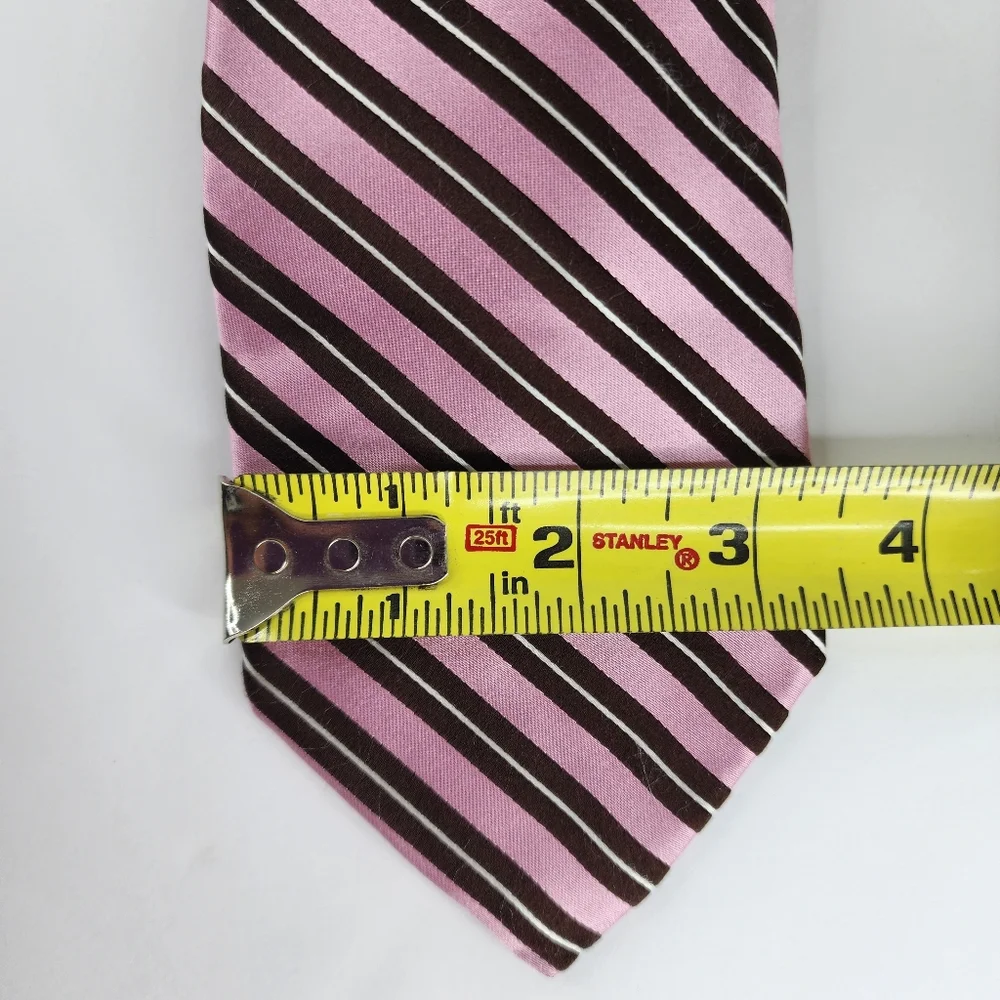 IKE BEHAR Pink Stripe Silk Tie.